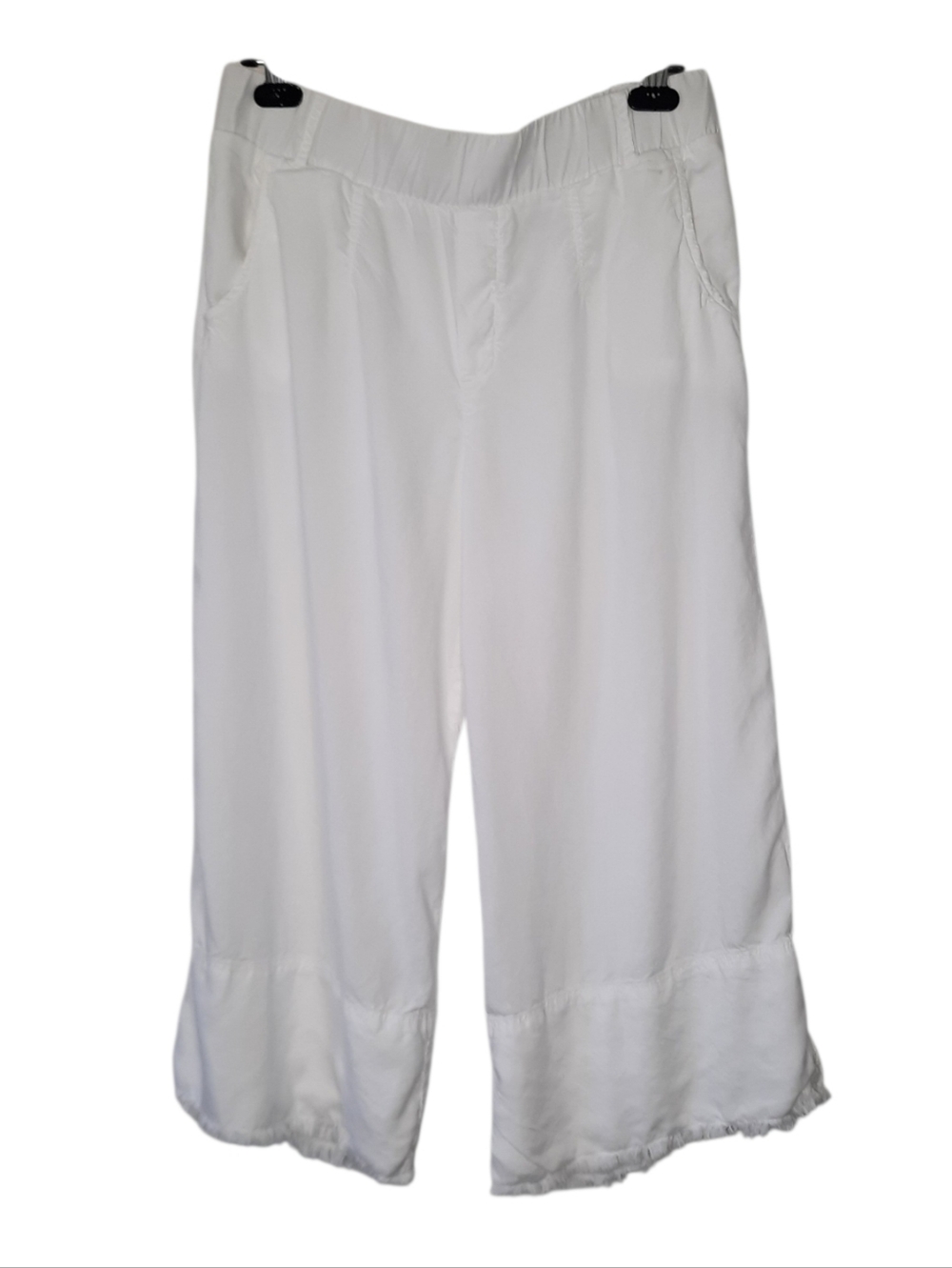 Cloth and Sone Anthropologie White Wide Leg Cropped Pants Tencel Womens Size M